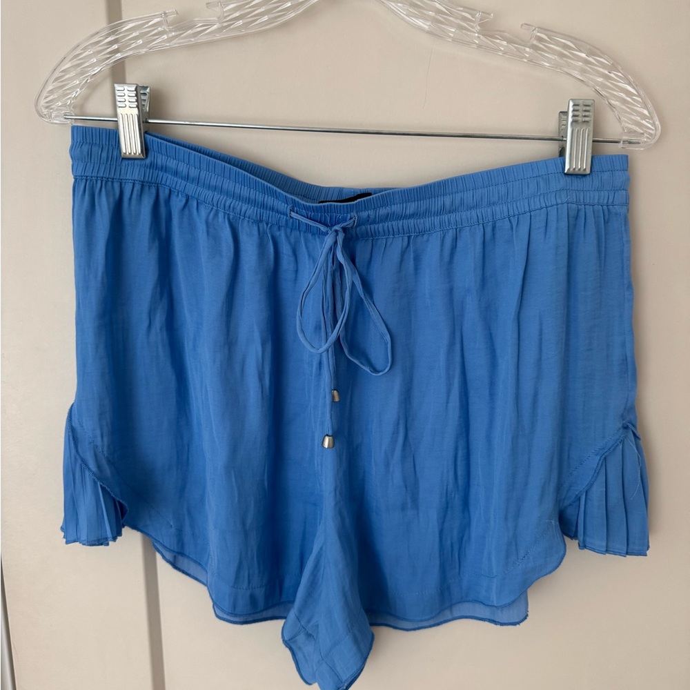 Zara Blue High Waist Shorts with Ruffled Hem